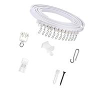 Flexible Ceiling Curtain Track Set Easy Glides Designs White Rails With Rollers Hook For Shower Window And Room Dividers Ceiling Mounted Curtain Track