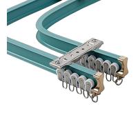 Flexible Ceiling Curtain Track System - Bendable Double Rail Gliders in Aluminum Alloy - Black Blue Pink Curtain Rods for L/U Shape Bay & Shower Room Dividers