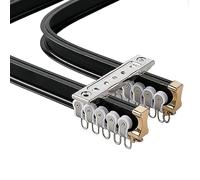 Flexible Ceiling Curtain Track with Gliders, Double Rail Aluminum Alloy Curtain Rod in Black, Blue, Pink - Ideal for L/U Shape Bay Windows & Shower Room Dividers