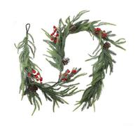 Flexible Christmas holiday vines with red berries and pine needles, designed for wreaths, garlands, tree decorations, and seasonal use (A)