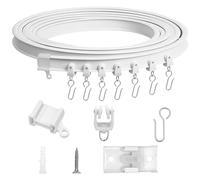 Flexible Curtain Rail, 9.8FT/3 M Curtain Tracks and Fittings for Bay Window Bendable Curtain Track, Heavy Duty Effortless Gliding Ceiling Track System for Room Divider,Bay Window,Oval Shower