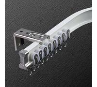 Flexible Curtain Track, Curved Aluminum Rod with Metal Hooks, Ideal for U-Shaped Windows, White 1m, Perfect for Custom Home Decor and Stylish Window Treatments