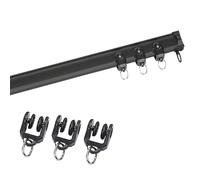 Flexible Curtain Track Rail Kit 1.8m to 6.6m Silent Pulley Room Divider for Bay Windows Ideal for BedroomsBlack Color Smooth Operation Adjustable Length