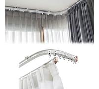 Flexible Curved Ceiling Curtain Track - Bendable Aluminum Curtain Rail for Ceiling/Wall Mount - Room Divider System - Tension Rod for Smooth Draping (Color: White)