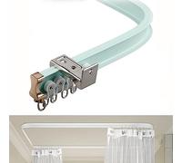 Flexible Curved Curtain Track Kit with Silent Pulleys - Adjustable Ceiling Mounted Drapery Rail for Room Dividers & Shower Partitions (Green, 4.4 ft)