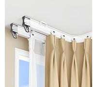 Flexible Curved Curtain Track System - 11.2ft Bendable Ceiling or Wall Mount Rail for RV & Bay Window Room Divider (Double) - Easy Installation Design