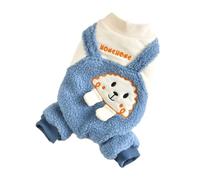 Flexible Dog Clothing, Warm Plush Lined Pet Jumpsuit, Windproof One-Piece Apparel for Small Medium Dogs, Durable Autumn Winter Pajamas, Cozy Sleepwear for Chilly Days Blue XL