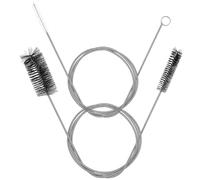 Flexible Drain Cleaning Brush Set 2 Pcs with Nylon Bristles | Stainless Steel Core, Black Finish, Soft Scrubbing for Curved Tubing, Easy-use Design for Sink Drain and Pipe Cleaning