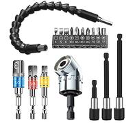 Flexible Drill Bit Extension Set 9pcs,Hex Shank 105°Right Angle Drill Bit Attachment,3pcs Universal Socket Adapter Set & Screwdriver Bit Set,3 Pcs 1/4”Hex Shank Drill Bit Holder Extension Set … …