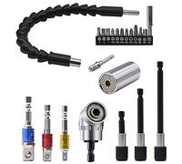 Flexible Drill Bit Extension Set & Universal Socket Tool, Bendable Drill Bit Extension, 3pcs Drill Bit Holder, 1/4 3/8 1/2" Universal Socket Adapter Set, 105° Right Angle Drill, Screwdriver Bit Kit