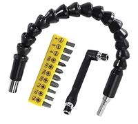 Flexible Drill Bit Extensions Set Adapter, 11.8 inch Bendable Flexible Extension Bit, 10Pcs Screwdriver Bit Set and 90° Right Angle Screwdriver Bits Soft Shaft for Drive Shaft Tip (12Pcs)