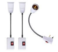Flexible E27 Lamp Holder, 3PCS Plug in Wall Lights, Extension Bulb Adapter with On/Off Switch,E27 Bulb Holder with 15CM Gooseneck, 360° Adujstable Wall Lamp with Plug in Lights Converter for Hallway