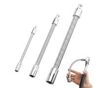 Flexible Electric Wrench, Bendable Extension Rod, 3 Piece Socket Connecting Tool Set Long Reach Drill Bit Adapter for Home Garage Workshop Automotive Repair Maintenance 295mm