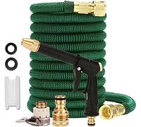 Flexible Expandable Garden Hose with Solid Brass Fittings - Durable, Lightweight, and Leakproof for Watering & Washing,Blue,100ft