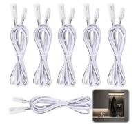 Flexible Extension Cables for AIBOO Cords, RF Wireless Control LED Under Cabinet Lighting Kit, 2m White Cordsfor Led Puck Light/Bars, 2 Pin Terminal Male to Female Extension Cable(Pack of 6)