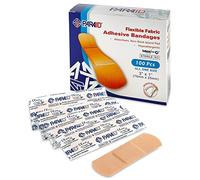 Flexible Fabric Plasters - Flex Fabric Adhesive Plasters Finger-Tip Plasters Knuckles and Thumb Plasters for Finger Care and to Protect Wounds from Infection - (100 Count Box)