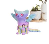 Flexible Feline Statue - Moving Robotic Kitty | Biomorphic Desktop Decoration for Adults, Animalia for Study Room, Small 3D Printed Model for Bedroom, Gift for Friend, Play, Gear