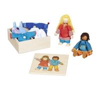 goki 51482 - kledingkist Fynja & Fabio van hout en textiel, duurzame houten figu