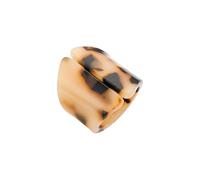 Flexible Fit Brown Leopard Pattern Acrylic Geometric Rings Lightweight Comfortable Statement Jewelry Accessory Acrylic Leopard Print Geometric Rings Wide Band