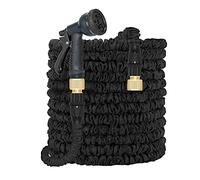 Flexible Garden Hose Pipe 100FT Hosepipes Expanding Hose Magic Hose Extension Watering Hoses with 7 Function Spray Gun & Solid Brass 3/4", 1/2" Fittings, Expandable Hosepipe for Garden - Black