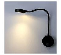 Flexible Gooseneck LED Wall Reading Light, 5W Wall Mounted Bedside Lamp Warm White 3000K with Switch for Bedroom Study Room Office Workbench Hotel, Black