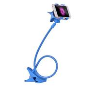 Flexible Gooseneck Phone Holder Adjustable Long Arm Desk Mount Stand with Secure Clip for Bed Headboard Tablet Lazy Bracket (Blue, 75cm)