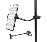 Flexible Gooseneck Smartphone Holder, Black StandAdjustable Height and Angle, Integrated Streamlined Design, Equipped with Anti Slip Clip Secure Grip, Save Space, for Drum Music Club Studio