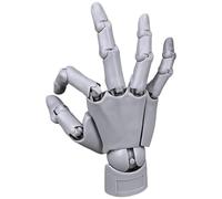 Flexible Hand Figure Poseable Art Mannequin, Articulated Hand Flexible Model with Moveable Joint & Base DIY Friendly PVC Model for Drawing, Painting, Sketching, Grey