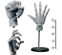 Flexible Hand Figure Poseable Art Mannequin, Articulated Hand Flexible Model with Moveable Joint & Base DIY Friendly PVC Model for Drawing, Painting, Sketching