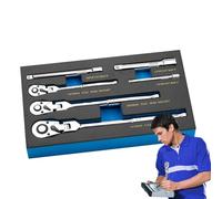Flexible Head Ratchet Set - Adjustable Quick Release Ratchet Wrench Set - 6 Piece Extendable Drive Wrench with 72 Tooth Mechanism Gear, Actuamie