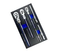 Flexible Head Ratcheting Spanner Set with Extension Rods Steel Construction for Confined Mechanical Repairs Head Ratcheting Wrench Set