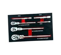 Flexible Head Ratcheting Spanner Set with Extension Rods Steel Construction for Confined Mechanical Repairs Head Ratcheting Wrench Set