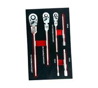 Flexible Head Ratcheting Spanner Set with Extension Rods Steel Construction for Confined Mechanical Repairs S Rotates Head Wrench Set