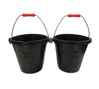 SecureFix Direct Flexible Heavy Duty Rubber Bucket 14L X2 (Large Horse Feed Builders Tub), Black