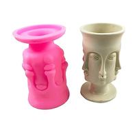 Flexible Human Face Shaped Planter Vase Cements Silicone for Hand-Making Plant Flowerpot Silicone Molds for Concrete Casting