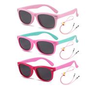 Flexible Kids Sunglasses Polarized Toddler Sun Glasses for Baby Boys and Girls Shades UV400 Protection with Case Age 2-8 (Pink + Pink/Cyan+ Rose/Pink)