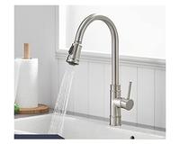 Flexible Kitchen Faucet Single Handle 360° Swivel Mixer Brushed Nickel Finish Easy Control Water Tap Modern Design for Home & Restaurant Use
