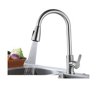 Flexible Kitchen Faucet with Pull Down Sprayer 2 Function Single Handle 304 Stainless Steel Hot & Cold Water Mixer Sink Tap for Modern Kitchens