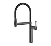 Flexible Kitchen Mixer Tap Single Lever Gooseneck Kitchen Sink Taps with Pull Out Spray,Gun Gray