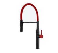 Flexible Kitchen Sink Tap Pull Down 360° Rotation Kitchen Spray Tap Stainless Steel 3 Modes,Gun Gray + Red