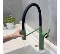 Flexible Kitchen Sink Tap Pull Down Gooseneck Single Lever Kitchen Mixer Taps Deck Mounted,Green