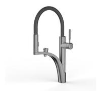 Flexible Kitchen Tap 360° Rotation 3 Way Taps for Kitchen Sink Double Lever Single Hole,Gun Gray