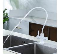 Flexible Kitchen Tap for Water Filter Stainless Steel Cold Water Drinking Water Tap 1/4 Connector Single Hole,White