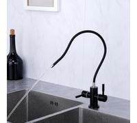 Flexible Kitchen Tap for Water Filter Stainless Steel Cold Water Drinking Water Tap 1/4 Connector Single Hole,Black