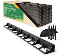 Flexible Lawn Edging 12 m - Invisible Plastic Garden Edge with 50 Black