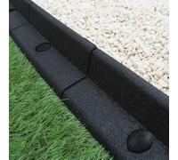 Flexible Lawn Edging Garden Border Grass Pathways Path Edge Vegetable Plot Flowerbed Raised Borders Rubber Artificial Grass Black | Pack of 6 x 1.2m Black