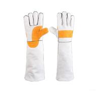 Flexible Leather Gloves for Effective For Pet Grooming, Protecting Hands from Bites and Scratches Easily (White 45cm)