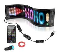 Flexible LED Car Sign - Full Color Programmable Message Board with Bluetooth App Control, Custom Text and Animation Scrolling Display for Car, Shop, Bar