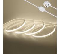 Flexible LED Light Strip,360 LEDs/m IP65 Waterproof COB Light Strip,AC 220V LED High Voltage Rope Light,50CM Cuttable,Super Bright for Indoor and Outdoor Lighting Camping,Balcony (15m, Natural white)