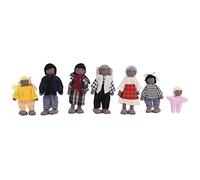 Flexible Limbs Soft Body Family Doll Figures for Stimulating Children's Creativity Dollhouse Accessory (7 black puppets)